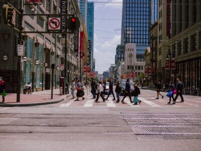 people crossing a street
